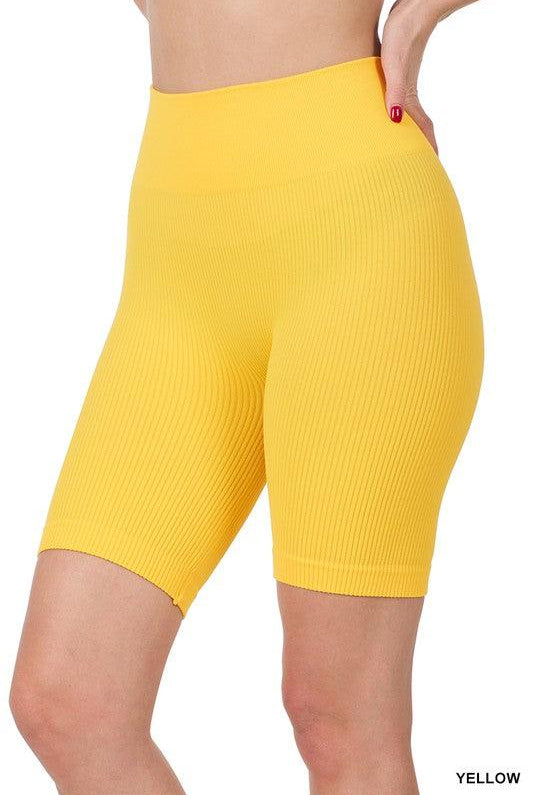 Women's Activewear Seamless Ribbed High Waist Biker Shorts