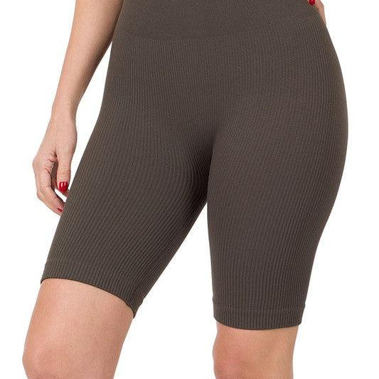 Women's Activewear Seamless Ribbed High Waist Biker Shorts