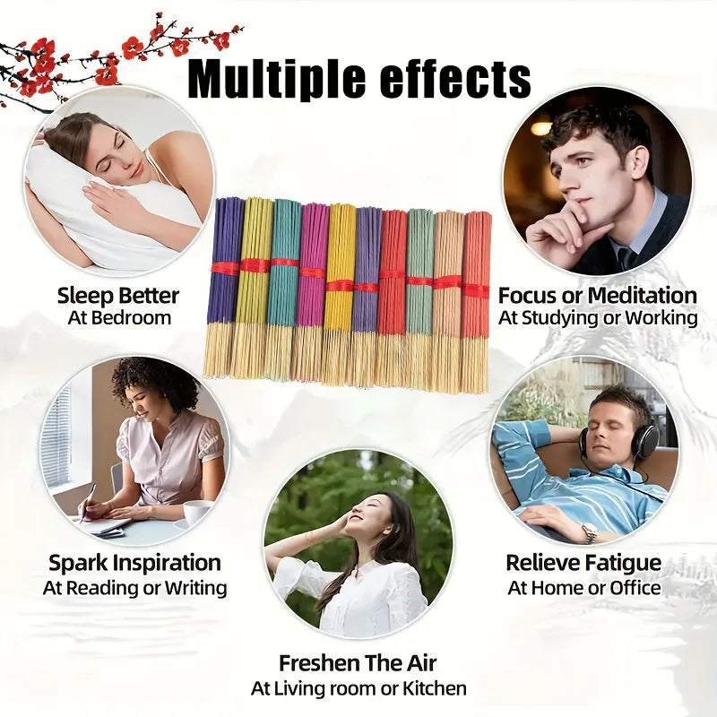 Seasonal incense stick sets, various colors for meditation and relaxation