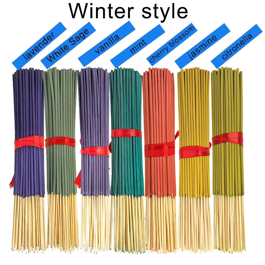 Seasonal incense stick sets in various colors for calming aromas