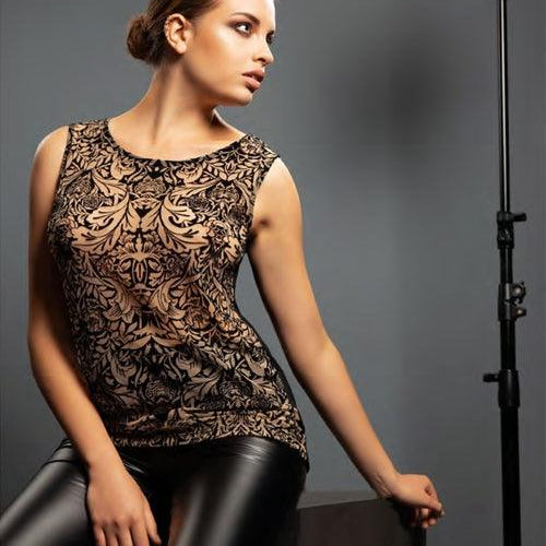 Women's Shirts See Thru Black Wool Blend Tank Top With Tulle Egi Exclusive Merino