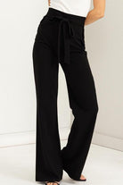 Women's Pants Seeking Sultry High-Waisted Tie Front Flared Pants