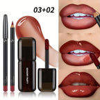 VacationGrabs lip gloss set with lip liner in a rich red shade