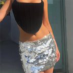 Women's silver sequin skirt, perfect for night out events