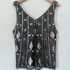 women's black sequin top, stylish party wear with sparkling details
