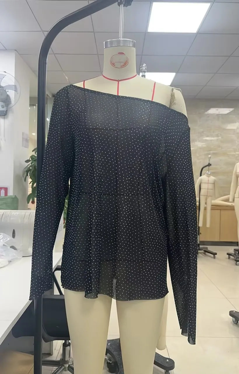Women's black sequin top for elegant evening wear