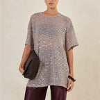 Women's silver sequin top, stylish for parties and nights out