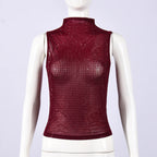 Women's burgundy sequin top, stylish for night outings