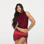 Women's burgundy sequin top, perfect for night out parties