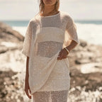 Women's white sequin top, perfect for beach outings