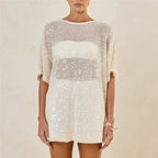 Women's white sequin top for beach or party wear