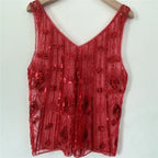 Women's red sequin top, perfect for festive occasions