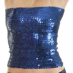 Blue sequin tube top for women with shimmering reflective surface by VacationGrabs