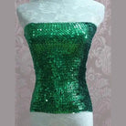 Green sequin tube top for women displayed on a white lace mannequin torso
