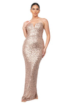 Women's Special Occasion Wear Sequin V-Bar Crisscross Formal Evening Dress