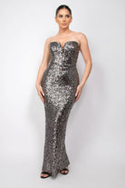 Women's Special Occasion Wear Sequin V-Bar Crisscross Formal Evening Dress