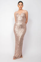 Women's Special Occasion Wear Sequin V-Bar Crisscross Formal Evening Dress