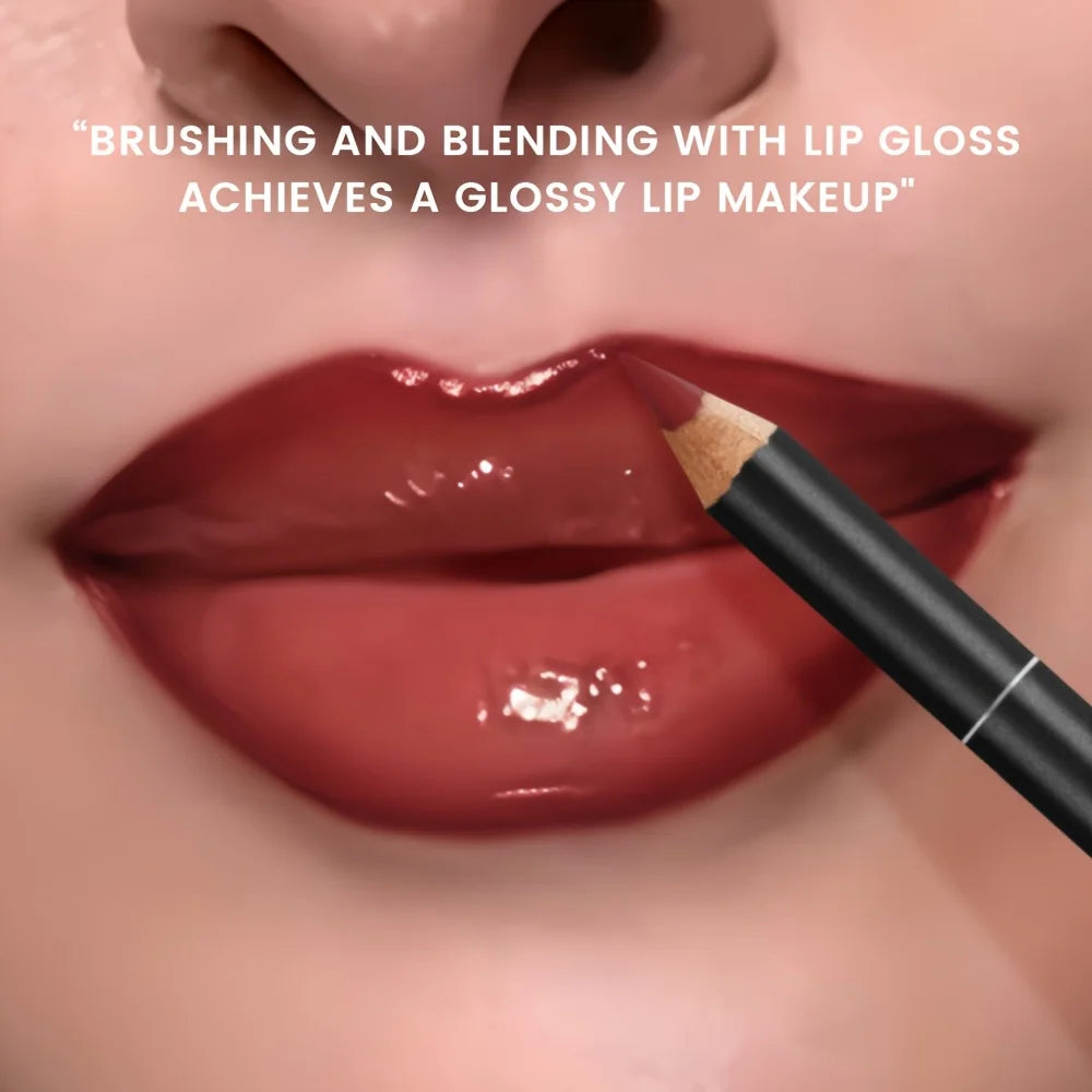 Lip gloss in rich burgundy for a glossy lip makeup look