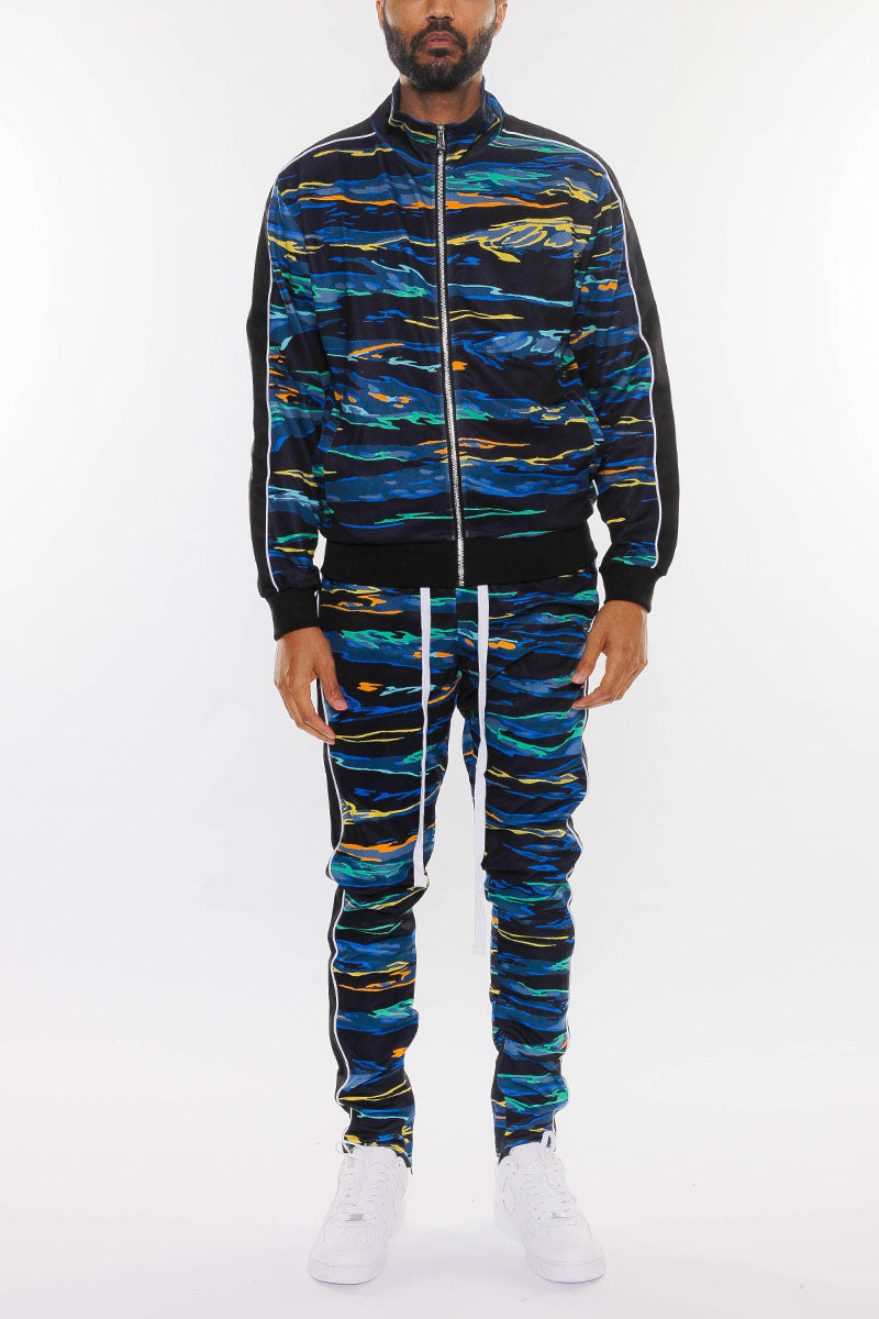 Catch Print Track Suit – Slim Fit Full Zip Set