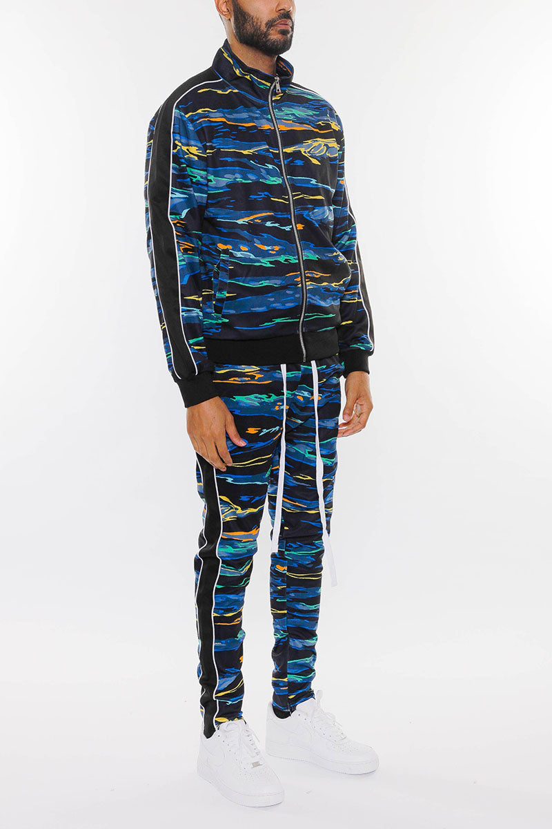 Catch Print Track Suit – Slim Fit Full Zip Set