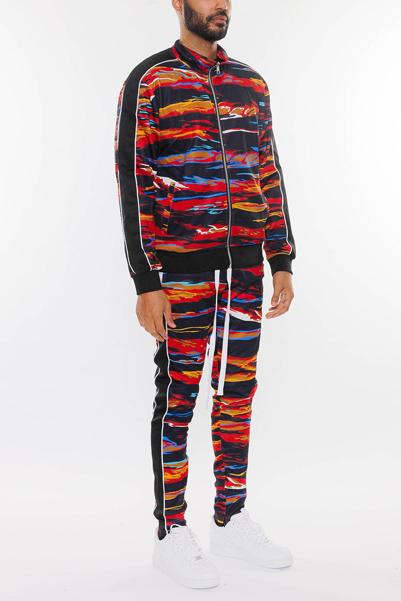 Catch Print Track Suit – Slim Fit Full Zip Set
