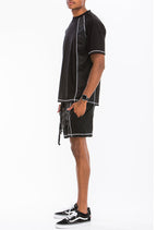 Alvin Mesh Contrast Short Set – Cotton Blend