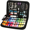 Sewing kit with assorted thread colors and essential tools for crafting