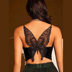 Women's Butterfly Embroidery Mesh Velvet Cami Top - VacationGrabs