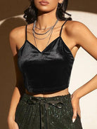 Women's Shirts - Cropped Tops Sexy Butterfly Embroidery Mesh Velvet Cami Top