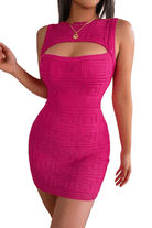 Trendsi sexy knit club dress in vibrant pink with cutout detail for a trendy look