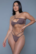 VacationGrabs sexy strappy bikini set in brown with stylish cutouts and adjustable straps