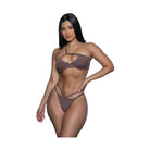 VacationGrabs sexy strappy bikini set in brown featuring a cutout design and adjustable straps