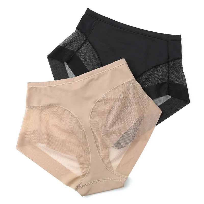 Women's shapewear in black and nude, seamless mesh design for comfort