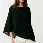 Black shawl wrap made of lightweight fabric, perfect for layering