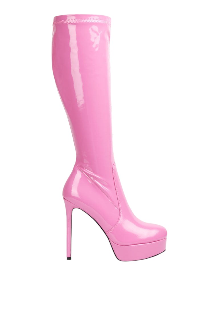 Shawtie High Heel Stretch Patent Calf Boots