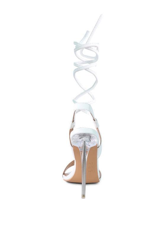 Women's Shoes - Heels Sheeny Clear Stiletto Lace Up Sandal