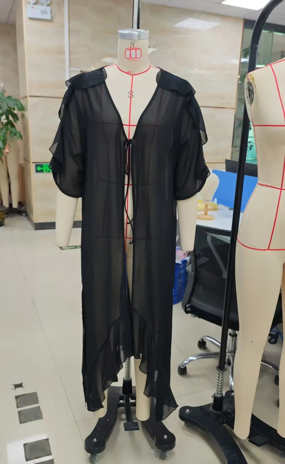 Women's sheer cardigan in black for lightweight layering