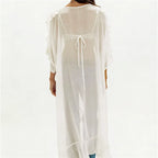 Women's sheer cardigan in white, perfect for beach cover-ups