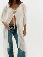 Women's sheer cardigan, lightweight material for beach cover-up