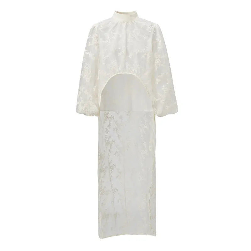 Women's sheer coverup in white, perfect for beach vacations