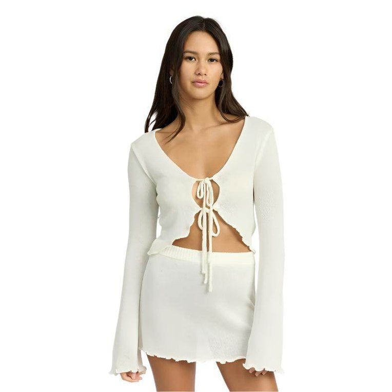 Sheer Long Sleeve Cardigan With Front Tie - VacationGrabs