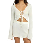 Sheer Long Sleeve Cardigan With Front Tie - VacationGrabs