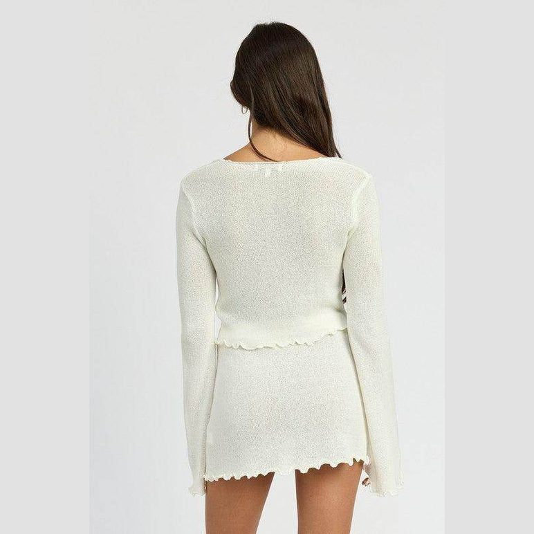 Sheer Long Sleeve Cardigan With Front Tie - VacationGrabs