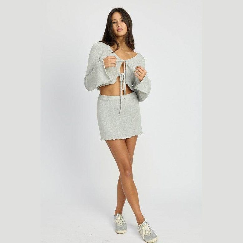 Sheer Long Sleeve Cardigan With Front Tie - VacationGrabs