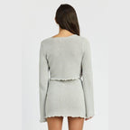 Sheer Long Sleeve Cardigan With Front Tie - VacationGrabs