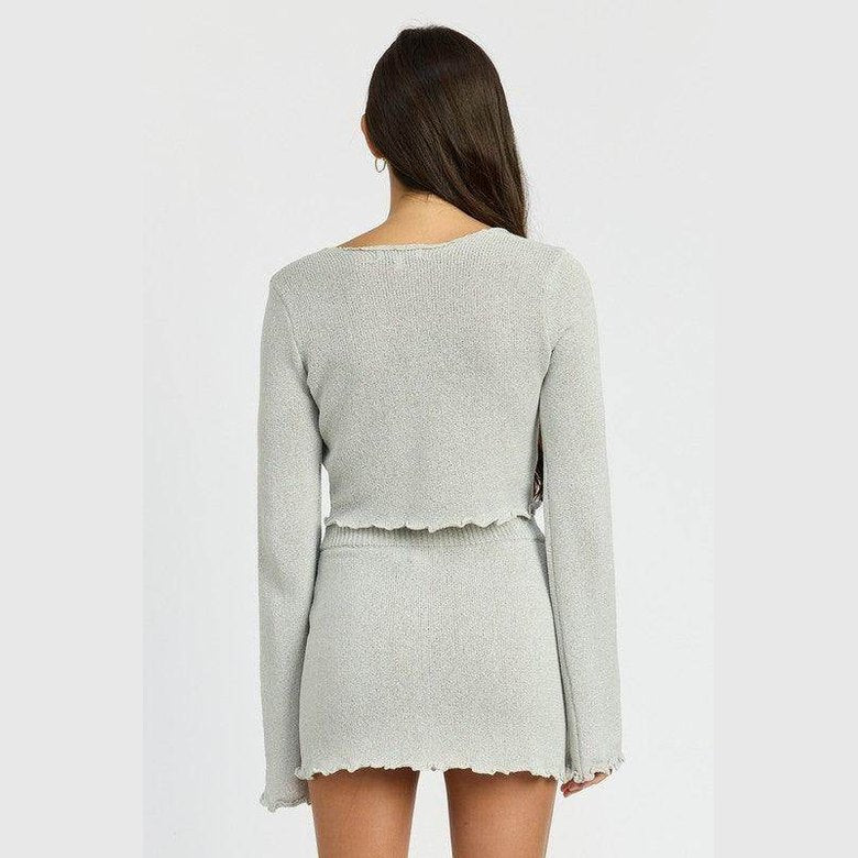 Sheer Long Sleeve Cardigan With Front Tie - VacationGrabs