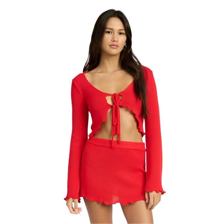 Sheer Long Sleeve Cardigan With Front Tie - VacationGrabs