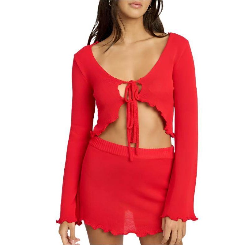 Sheer Long Sleeve Cardigan With Front Tie - VacationGrabs