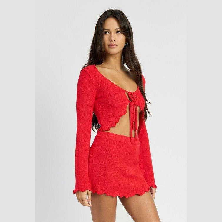 Sheer Long Sleeve Cardigan With Front Tie - VacationGrabs