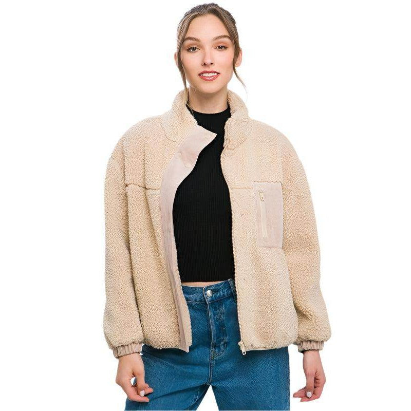 Black Sherpa Puffer Jacket - VacationGrabs